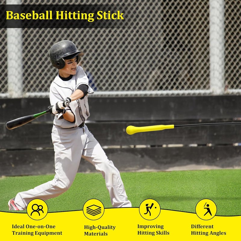 DEHAI Baseball Hitting Stick,Batting Practice Equipment for Baseball and Softball,Extended Handlebar with Grip Strap,Ideal One-on-One Baseball Training Equipment - Image 2